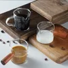 Wine Glasses 50/75/100 ML Espresso Glass Cup Wooden Handle Measuring Milk Latte Jug Coffee Supplies Kitchen Mug Drinkware Double Bottom