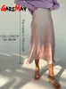 Jupes Femmes longue jupe en Satin Midi élégant taille haute vert automne bureau a-ligne solide Vintage soie violet jupe pour les femmes 230403