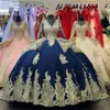 2023 Navy Blue Ball Gown Quinceanera Dresses Sheer O Neck Beaded Pearls Celebrity Party Gowns Lace Up Back Graduation Vest