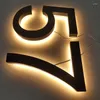 Decorazioni da giardino Segnaletica per indirizzi illuminata a led 3D personalizzata Numeri civici Segni con logo per numeri di pavimento in acciaio inossidabile El Room