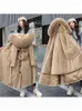 Damen Trenchcoats Mode Frau Bluse 2023 Winterjacke mit Kapuze X-Long Thick Faux Fur Filled Parka Abnehmbare Plus Size