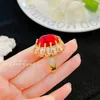 Cluster ringen elegante vrouwelijke prinses Ruby ring 18K goud kleur sprankelende Zirkoon CZ originele vintage bruiloft verlovingsband bruid sieraden