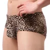 Underbyxor mode herrboxare gay underkläder manliga trosor sexig leopard tryck mens låg midja u-konvex penispåse homme boxershort cueca