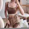 Women's Shorts Khaki Denim Ladies Vintage Lace-up Short Pants Women Summer High Waist Slim Wide Leg Jeans Female Pantalones