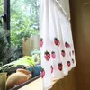 Curtain Strawberry Embroidery Half Curtains Short For Living Room Bedroom Window White Kitchen Valance Cafe Door Drapes Decor