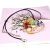 Handdraad verpakt natuurlijke levensboom grindsteen ketting chip edelsteen hanger Fortune Tree Crystal Stone hart ketting