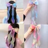 Mermaid Pearl Mesh Hair Bows Ribbon Star Long Wig Hair Extension Clips Girls Hair Streamers Kid Party Hair Accessoires 2047