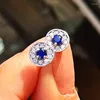 Stud -oorbellen Caoshi chique vrouw voor verlovingsceremonie Bright Blue Zirconia geschenk sierlijke vrouwen accessoires bruiloft