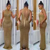 Casual Dresses O-neck Sparkly Rhinestone Bodycon Maxi Women Wedding Evening Backless Mesh See Through Night Club Birthday Party Dress