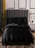 Conjunto de cama de luxo king size preto cetim seda consolador cama casa têxtil tamanho rainha capa edredão cy2005191271725