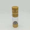Garrafas de armazenamento 100pcs/lote 15ml 30ml 50ml 100ml garrafa sem ar, como loção de ouro da bomba de vácuo usada para recipientes cosméticos
