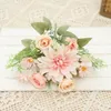 Decorative Flowers Luxury Pink Dahlia Artificial Silk Purple White Rose Bouquet Fake Floral Christmas Wedding Home Table Decoration Arrange