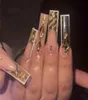 False Nails Long Coffin Wearable Ballerina Fake Luxury Gold Tower Diamond Nude Glitter Full Cover Nail Tips Set Press on 06163956705