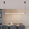 Pendelleuchten Moderne schwarze weiße lange Lampe Einfache LED-Büro-Kronleuchter Innensalon Esstisch El Kitchen Island Droplight