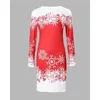 Casual Jurken Kerst Sneeuwvlok Lange Mouw Bodycon Jurk Y2K Midi Schede Vrouwen O-hals Hoge Taille Winter Sexy Mini