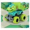 Diecast Model Cars Montessori Toy Toddler Monster Trucks Go Kart Dinosaure Liten Plastic Dinosauri Rex Transport Engineering Car Tru Dhwhw