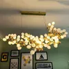 Chandeliers Chandelier For The Kitchen Living Room Decor Hanging Lamp White Glass Ginkgo Tree Leaf Light Fixture Bedroom Indoor Lighting