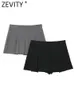 Women's Shorts ZEVITY Women High Waist Wide Pleats Design Slim Skirts Female Side Zipper Culottes Chic Pantalone Cortos P2576 230403