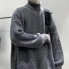 Мужские свитера KAPMENTS Зимняя водолазка Y2k Мужские винтажные черные повседневные пуловеры Корейская мода Негабаритный вязаный свитер в стиле Харадзюку