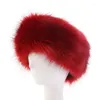 Berets Brand Women Winter Thick Furry Faux Fur Russian Style Hat Headband Fluffy Casual Design Snow Bucket Cap Practical Gifts