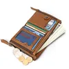 Portefeuilles Men Cowhide Dubbele ritssluiting Koppeling Wallet Cash Clip Coin Pocket Holder Oil Wax Echt lederen Kleine portemonnee Bag1