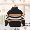 Pullover Spring New Baby Boys Girls Sweaters Turtleneck Striped Kids Soft Warm Long Sleeve Winter Drop Delivery Baby, Kids Maternity B Dhlkj