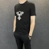 メンズTシャツデザイナーメンズTシャツクロメスサマーTシャツハートS CHショートスリーブルーズTメンヒップホップクロムハート豪華なグラフィックティーから2XLサイズ