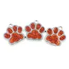 チャーム20pcs/lot rhinestones dog paw print footprintsハングペンダントチャームdiyキーチェーンキーリングネックレスファッションジュエリー