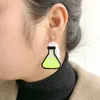 Boucles d'oreilles créatives fiole conique rose et vert Potion découpée au Laser acrylique pour les femmes drôle fête bijoux de mode