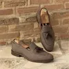 Kleding Schoenen Loafers Heren Bruin Plaid Kwastje Canvas Mode Zakelijk Ademend Casual van Zapatos Hombre 231102