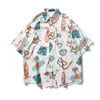 Strandhemd von guter Qualität Kurzärmliges, lockeres, hübsches, trendiges Blumenhemd für Herren mit Rüschen