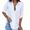 Bluzki damskie 2023 Autumn Casual Bluzka Elegancka podstawowa biała bliźniaków Down Down Collar Button Up koszulki Ubrania streetwear
