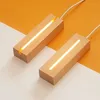 Gece Işıkları Led Ahşap Ekran Temel Gece Işık USB Kablo Anahtarı Dikdörtgen Diy LED Gece Lambası Akrilik Kristal Işıklı Temel Stand Reçine Sanatı P230331