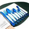 Conjuntos de utensílios de jantar drmfiy 4/20pcs conjunto de utensílios de mesa azul