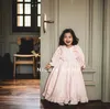 Dancewear Bloemenmeisje Roze Prinsessenjurk met pofmouwen Vintage Peuter Kinderen Meisje Spaanse Verjaardag Bruiloft Jurken 231110