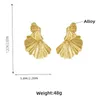 Dangle Earrings 2023 ZAA Vintage Metal Fan-shaped For Women Holiday Party JewelryWholesale Gift