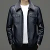 Men's Leather Faux Winter Coat Lapel Detachable Lamb Fur Collar Jacket Leisure Warm down 231102