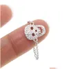 Rings coole hiphop rock dames sieraden micro pave cz skl charm delicate ketting 925 sterling sier hoge kwaliteit minimale r dhgarden dhtuh