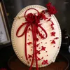 Grampos de cabelo chinês clássico noiva acessórios de jóias de casamento vermelho rosa flor borla pinos de cristal headpiece jóias