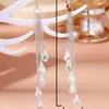 Pendant Necklaces Korean Style Simple Long Water Drop Crystal Tassel Dangle Earrings For Women Temperament Versatile Fairy Trendy Jewelry