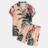 Męskie dresy hawajskie zestawy męskie drukowanie krótkiego rękawu Summer Casual Floral Shirt Plaża Dwukierunowy garnitur 2023 Mode Men Sets