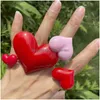 Charm Bracelets European And American Resin Love Candy Color Peach Heart Ring Exquisite Allmatch Trend Jewelry Drop Delivery Dhgarden Dhtxb