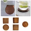 Table Mats 1PC Tea Coffee Cup Pad Placemats Decor Walnut Wood Coasters Durable Heat Resistant Square Round Drink Mat Bowl Teapot