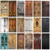 Other Decorative Stickers 3D Retro Door Wooden Style poster Selfadhesive PVC Wall Sticker Bedroom Cover autocollant de porte 230403