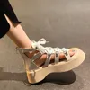 Sandalen veter wiggen vrouwen sneakers sandalen zomer sport flats platform schoenen vrouwen ritsontwerper Rome Slide Sandal 230403
