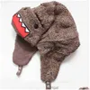 Berets Big Cartoon Mouth Domo Winter Bomber Ushanka Russian Fur Hat Warm Thickened Ear Flaps Cap For Men Women Boys Girls Hats205320 Dhb9D