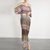 Vestidos casuais miyake 2023 outono mulheres bat mangas vestido longo solto plus size moda plissada maix