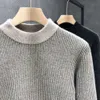 Pull brossé à col rond pour hommes, marque tendance, tricot de haute qualité, haut chaud, sous-couche, nouvelle collection 2023