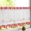 カーテンレッド格子縞の生地高品質の日光ブロックアウト刺繍コーヒーホームキッチンの小さなカーテンの装飾