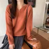 Kvinnors tröjor gör fasta erbjudanden - Chic Korea V -ringning ren färg återställer gamla sätt att hålla varm tröja kappa kvinnlig tidvatten